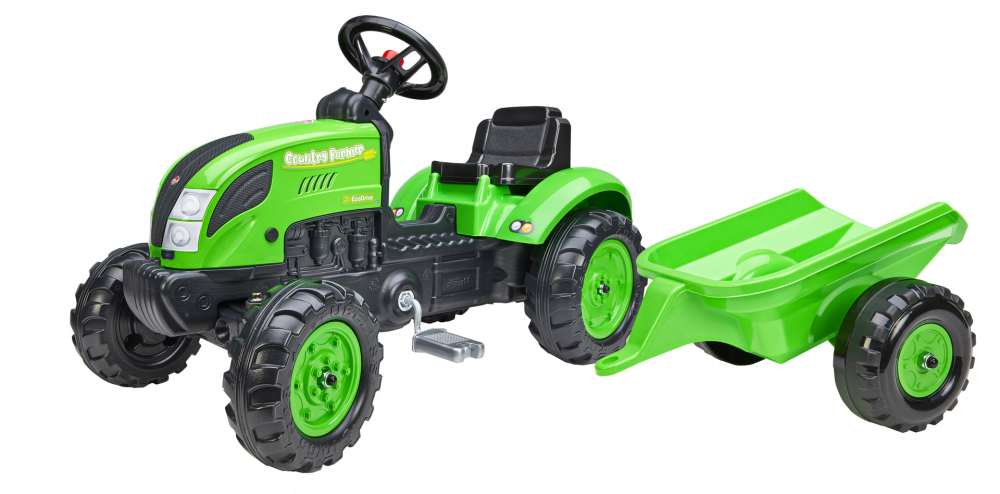 Tractor cu pedale si remorca pentru copii Falk verde 2057L FALK