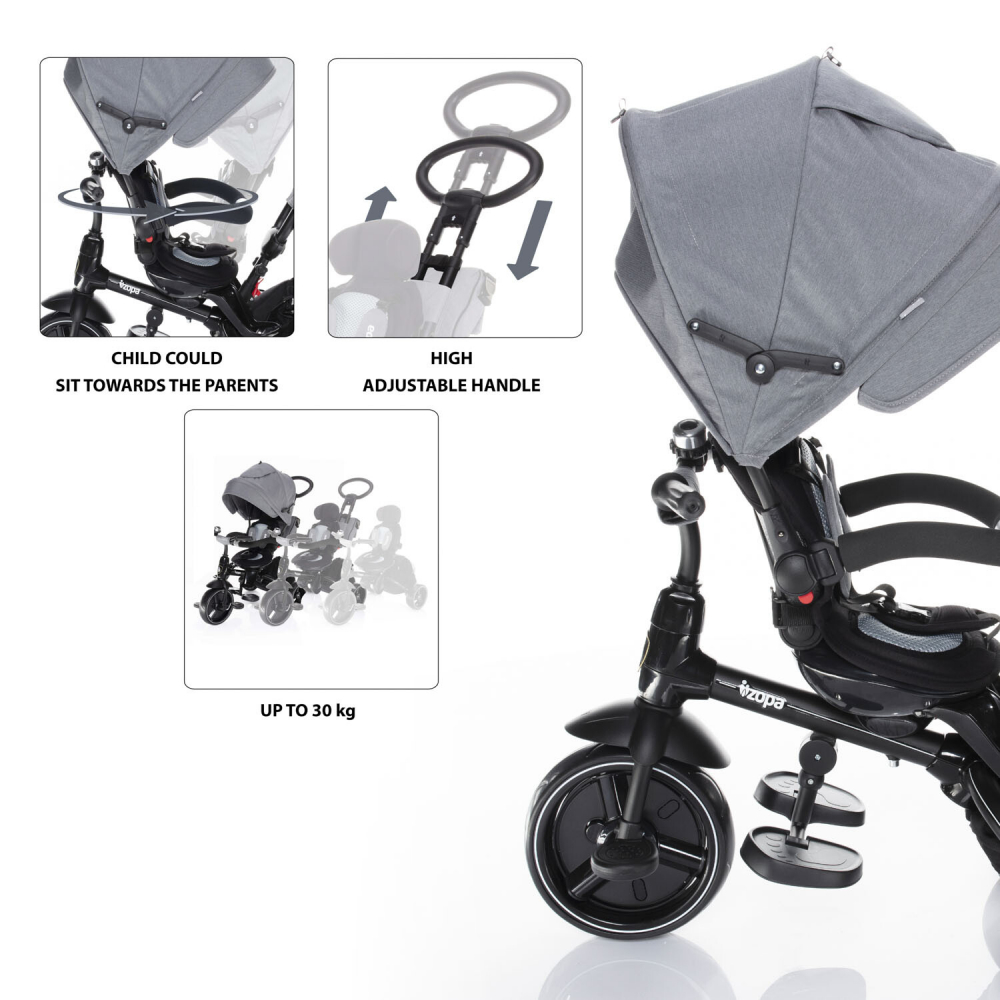 Tricicleta 6 moduri de utilizare Citi Trike Foggy Grey Zopa citi La Plimbare