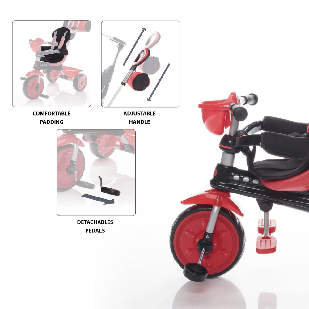 Tricicleta pentru copii Zopa ZooGo Ladybug 4 in 1 reglabila, control al directiei, suport picioare, sezut captusit cu materiale moi si roti din cauciuc Eva, varsta 18 luni+ - 1 | YEO