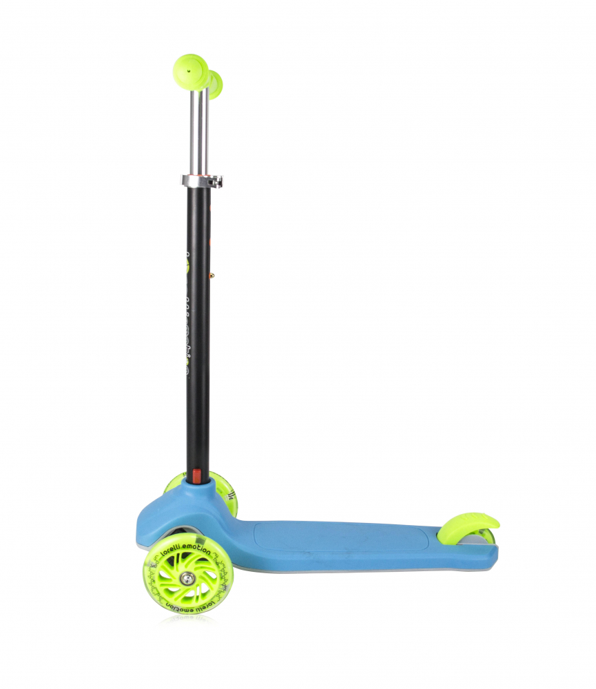 Trotineta pentru copii Yuppee Blue  Green pliabila, roti din silicon cu Led, ghidon reglabil, greutate admisa 50 kg, 3 ani+