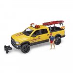 Masina Lifeguard Ram 2500 cu figurina si caiac Bruder