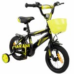 Bicicleta 16 inch KikkaBoo Makani cu roti ajutatoare Diablo Black-Yellow