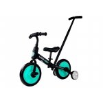 Bicicleta 3 in 1 cu pedale si roti ajutatoare pentru copii negru-turcoaz LeanToys 7679