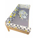 Set aparatori laterale Maxi pentru pat Montessori 160x200 cm Romburi galben negru