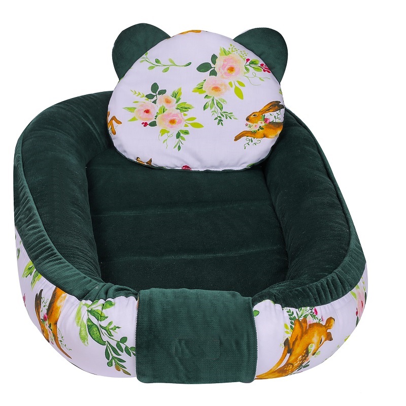 Baby Nest multifunctional catifea si bumbac Spring Forest Baby imagine 2022 protejamcopilaria.ro
