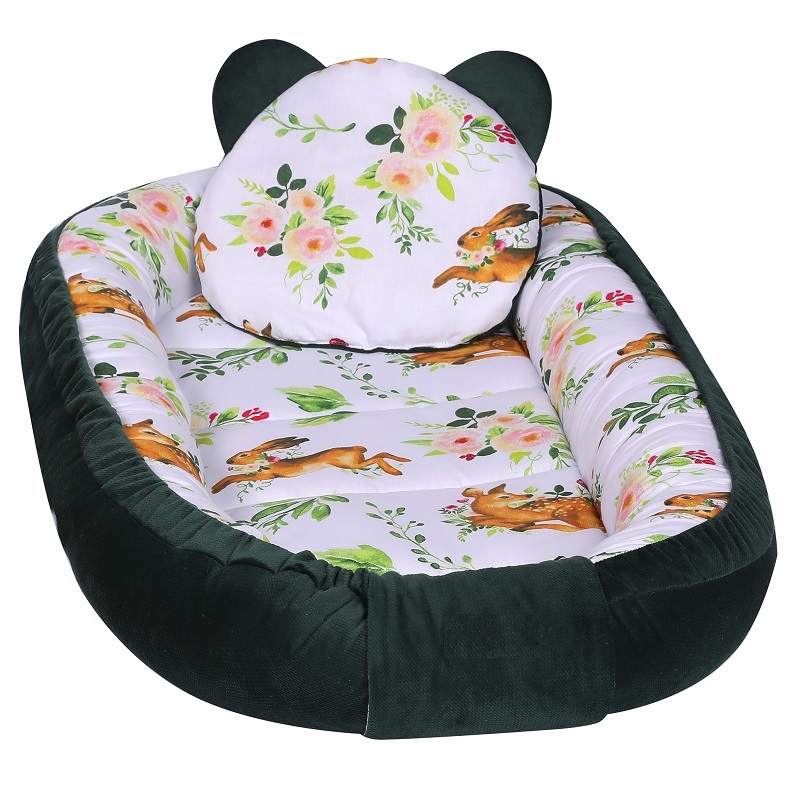 Baby Nest multifunctional catifea si bumbac Spring Forest