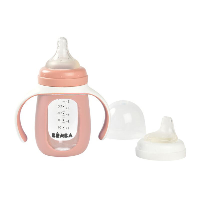 Biberon de invatare 2 in 1 Beaba 210 ml Old Pink