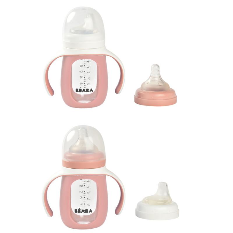 Biberon de invatare 2 in 1 Beaba 210 ml Old Pink - 1 | YEO