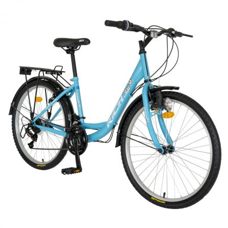 Bicicleta City Saiguan Revoshift 24 inch Rich R2432A cadru bleu cu design alb - 1