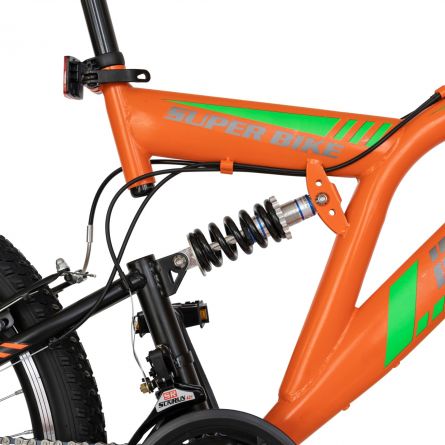 Bicicleta MTB-FS Saiguan Revoshift 18 viteze 24 inch frane V-Brake RICH R2449A cadru portocaliu cu design negru - 4