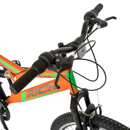 Bicicleta MTB-FS Saiguan Revoshift 18 viteze 24 inch frane V-Brake RICH R2449A cadru portocaliu cu design negru - 5