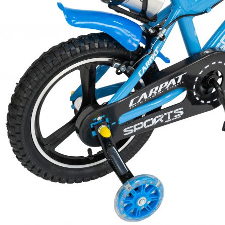 Bicicleta copii 4-6 ani 16 inch roti ajutatoare cu led C1600A cadru albastru cu design alb Carpat Kids - 3