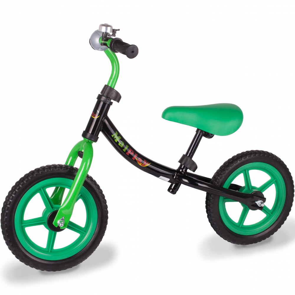 Bicicleta fara pedale 12 inch cu roti EVA Baby Driver Green Black MalPlay imagine noua