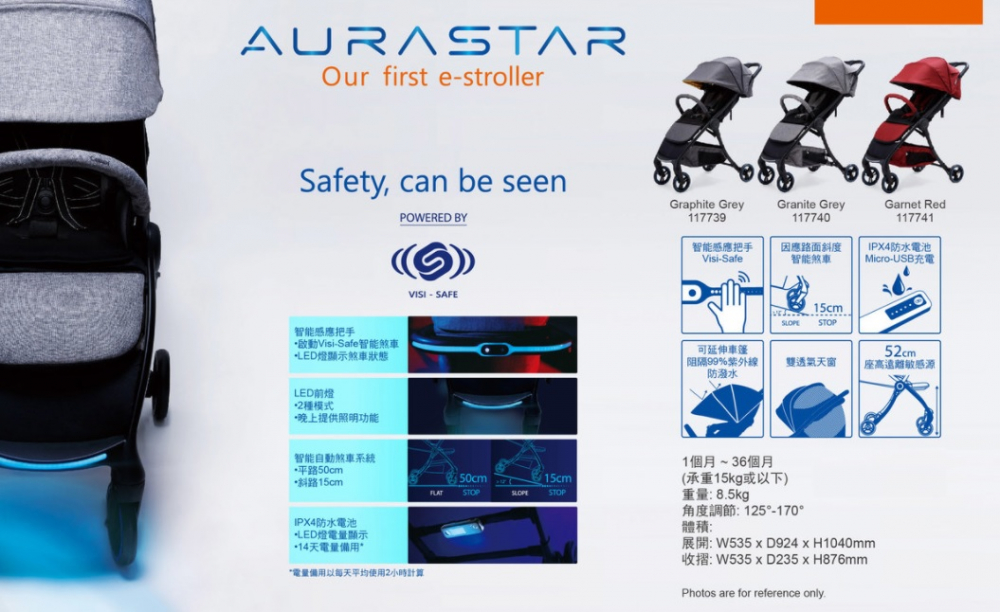 Carucior cu pliere compacta si frana automata Combi Japonia AuraStar Dark Grey - 5