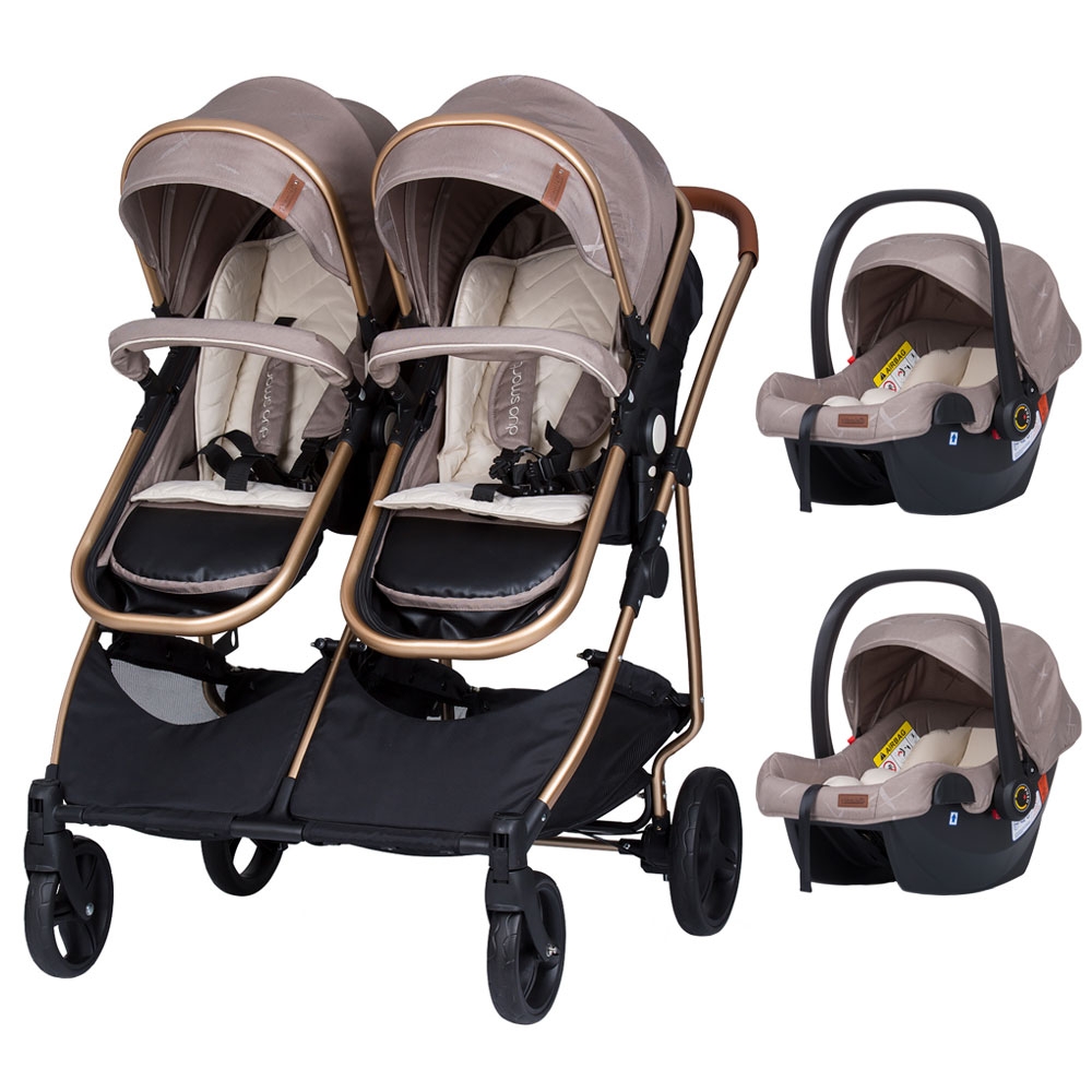 Carucior gemeni Chipolino Duo Smart 3 in 1 humus