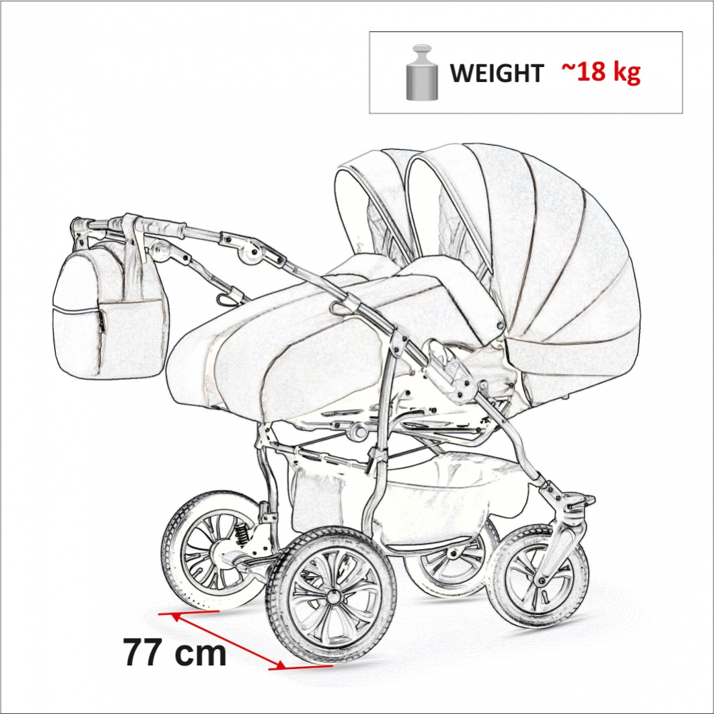 Carucior 3 in 1 pentru gemeni Mikado Duet Lux D-222