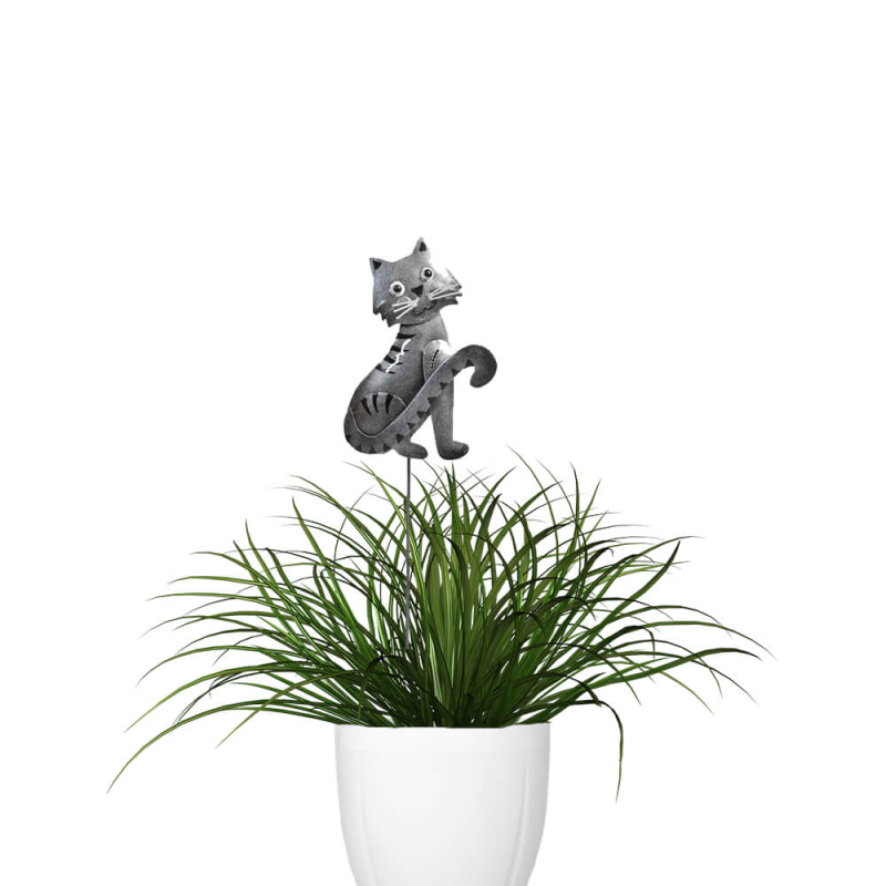 Decoratiune metalica gradina Pisica cu tija pentru plante 45 cm - 1