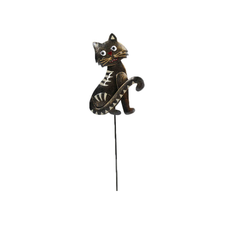 Decoratiune metalica gradina Pisica cu tija pentru plante 45 cm - 4