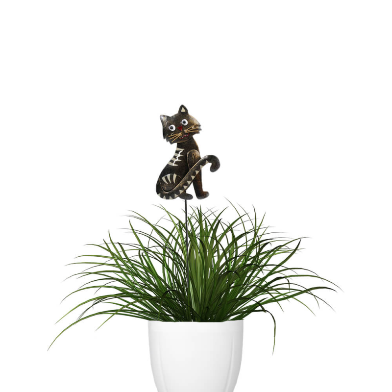 Decoratiune metalica gradina Pisica cu tija pentru plante 45 cm - 5