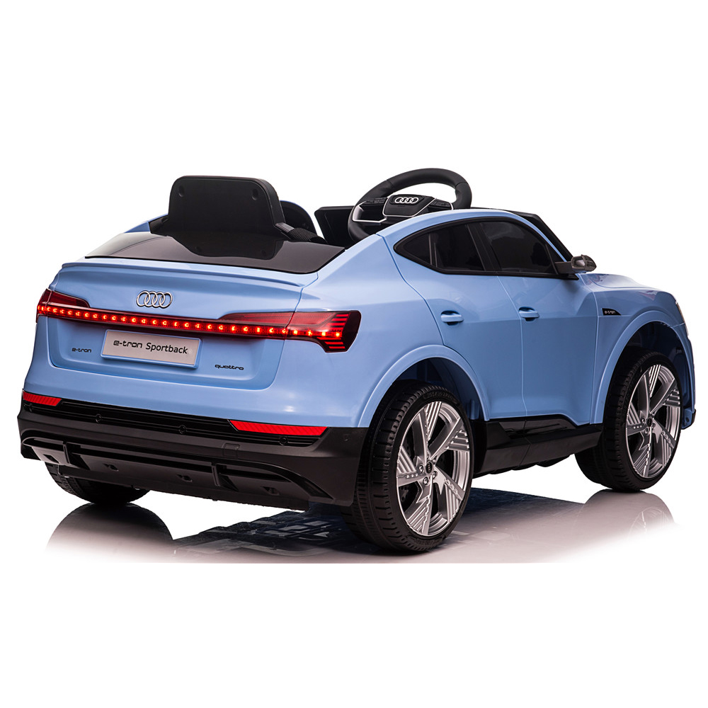 Masinuta electrica cu roti Eva si scaun piele Audi E Tron Light Blue - 6