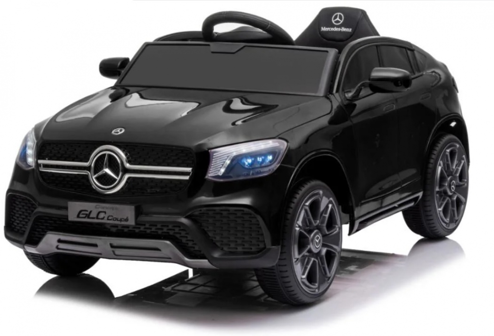 Masinuta electrica cu roti din cauciuc si scaun piele Mercedes-Benz GLC Coupe Black Black imagine noua responsabilitatesociala.ro