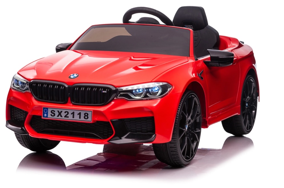Masinuta electrica cu scaun de piele si roti EVA BMW M5 24V Red 24V imagine noua responsabilitatesociala.ro