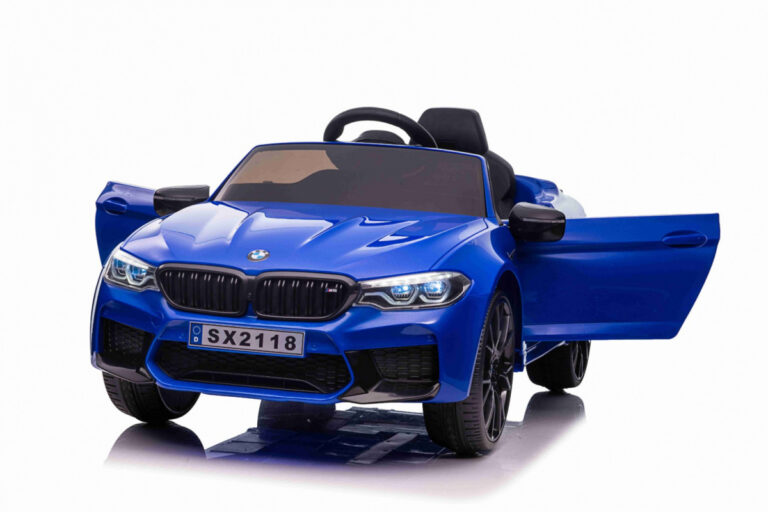 Masinuta electrica cu scaun de piele si roti EVA BMW M5 Blue - 3
