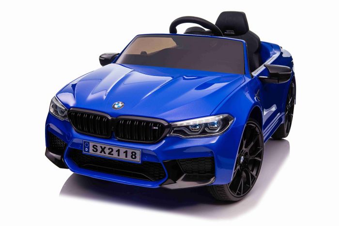 Masinuta electrica cu scaun de piele si roti EVA BMW M5 Blue - 4