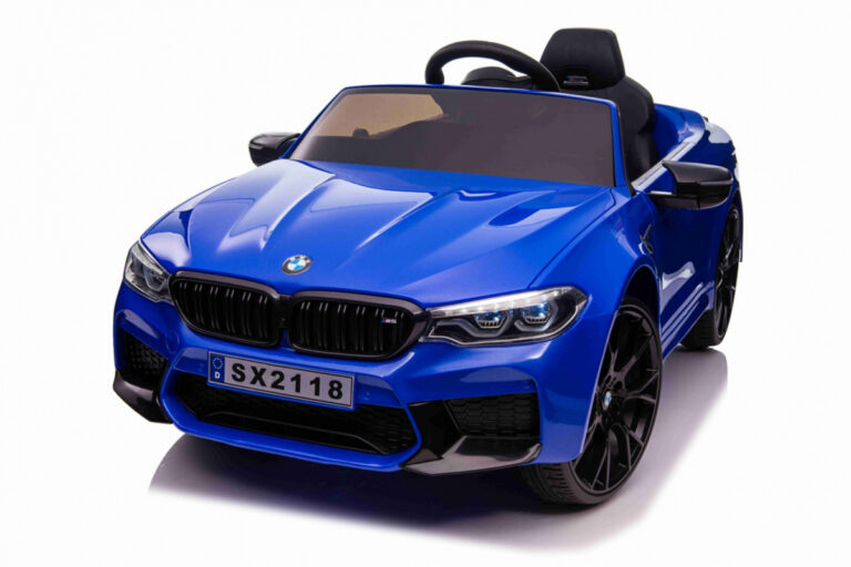 Masinuta electrica cu scaun de piele si roti EVA BMW M5 Blue - 8