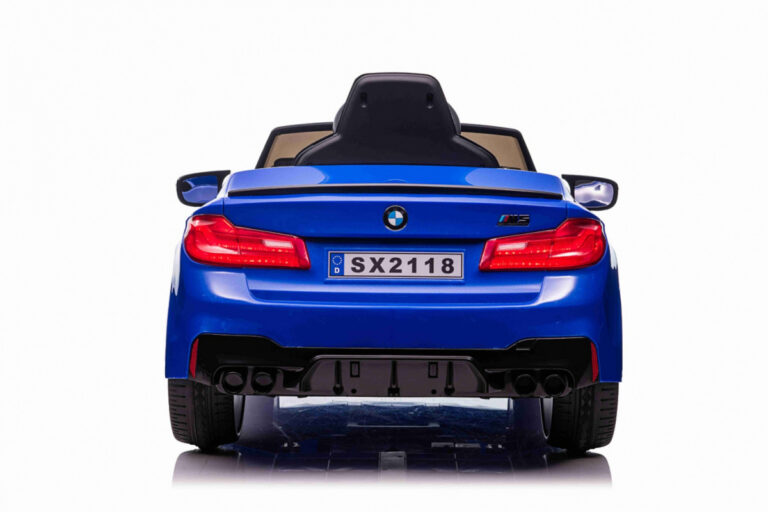 Masinuta electrica cu scaun de piele si roti EVA BMW M5 Blue - 9
