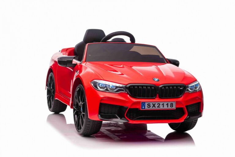 Masinuta electrica cu scaun de piele si roti EVA BMW M5 Red - 4