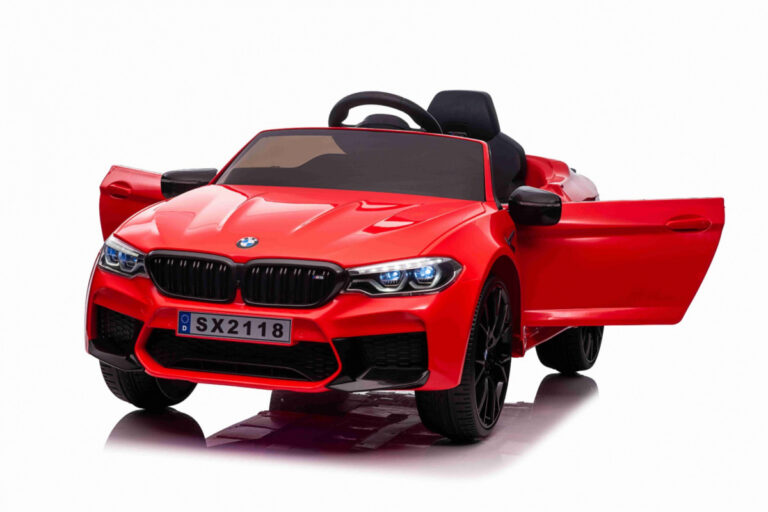 Masinuta electrica cu scaun de piele si roti EVA BMW M5 Red - 6