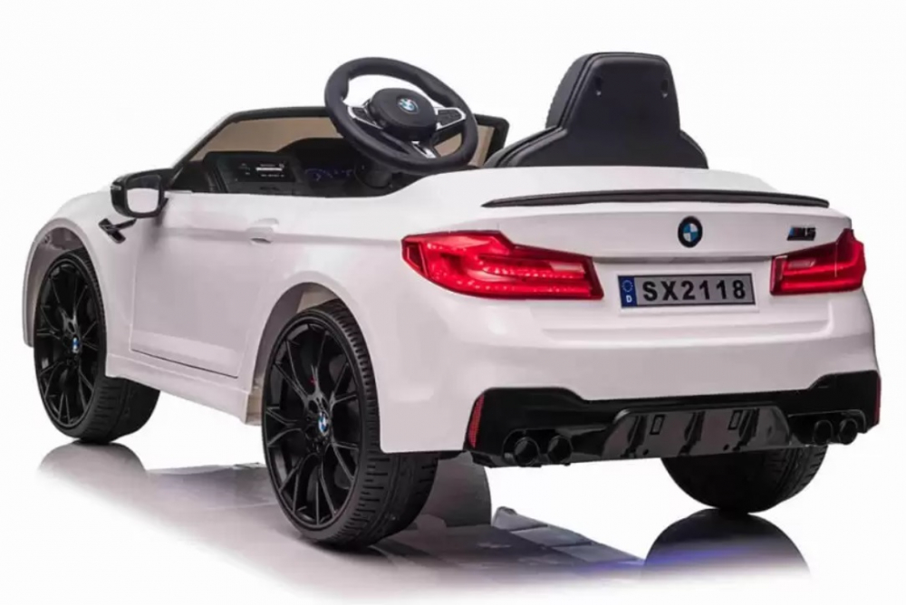 Masinuta electrica cu scaun de piele si roti EVA BMW M5 White - 2