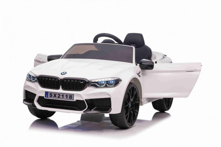 Masinuta electrica cu scaun de piele si roti EVA BMW M5 White - 5