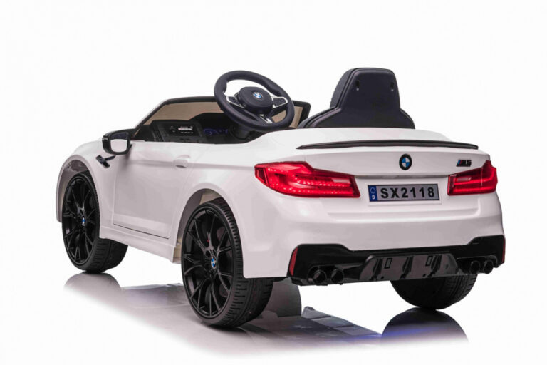 Masinuta electrica cu scaun de piele si roti EVA BMW M5 White - 7