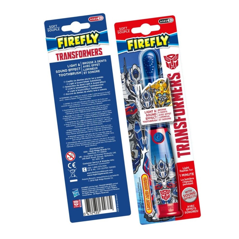 Periuta de dinti cu led si efecte sonore Firefly pentru copii 3+ animatie Transformers Optimus Prime albastru - 1 | YEO