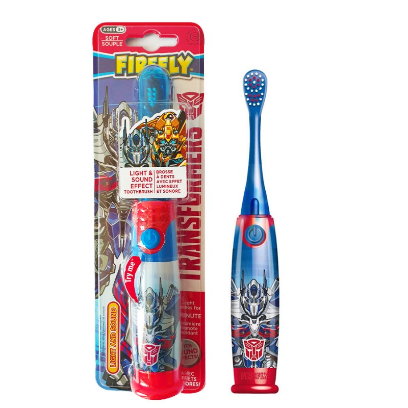 Periuta de dinti cu led si efecte sonore Firefly pentru copii 3+ animatie Transformers Optimus Prime albastru - 2 | YEO