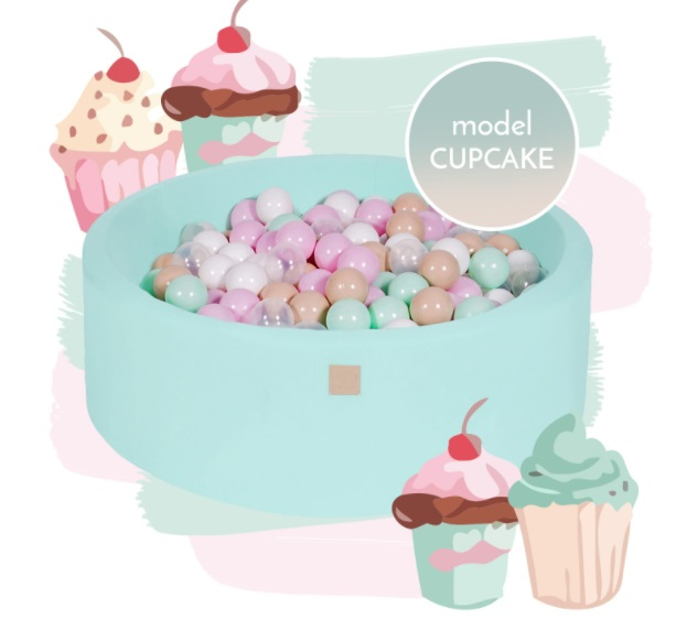 Piscina uscata cu 250 de bile MeowBaby Cupcake 90×30 cm Mint 250 Camera copilului