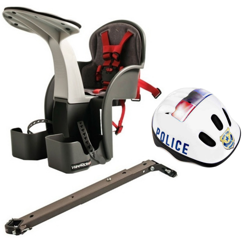 Set scaun bicicleta copii pozitie montare centru 15 kg si casca protectie XS 44-48 Police WeeRide WR01SKPL