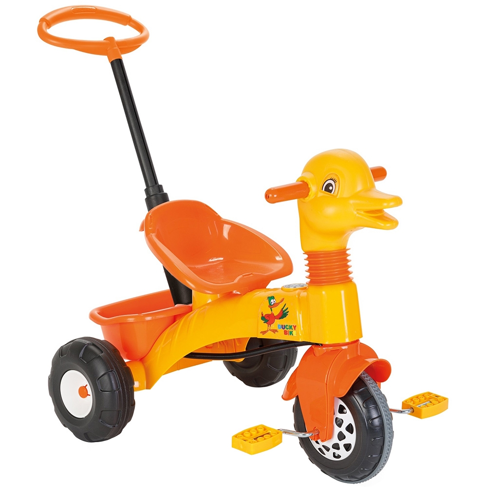 Tricicleta Pilsan Duck yellow cu maner copii imagine 2022 protejamcopilaria.ro