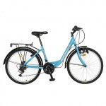 Bicicleta City Saiguan Revoshift 24 inch Rich R2432A cadru bleu cu design alb