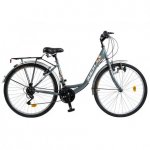 Bicicleta City Saiguan Revoshift 24 inch Rich R2432A cadru gri cu design alb/portocaliu