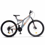 Bicicleta MTB-FS Saiguan Revoshift 18 viteze 27.5 inch RICH R2750D cadru gri cu design portocaliu/alb
