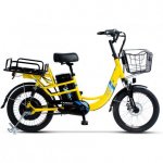 Bicicleta electrica tip scooter delivery E-Bike Carpat C2000E culoare galben/albastru