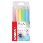 Creioane colorate 12 culori pastel Kores
