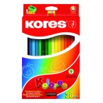 Creioane colorate 36 culori + ascutitoare triunghiulare Kores