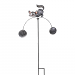 Decoratiune metalica gradina Pisica gri la panda Pendul 116 cm
