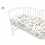 Cearceaf cu elastic MimiNu pentru patut 120X60 cm din bumbac Zoo on Bikes Nugat