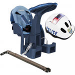 Scaun bicicleta copii SafeFront Deluxe pozitie montare centru 15 kg si casca protectie XS 44-48 Police WeeRide denim