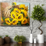 Set pictura pe numere (panza) Cos cu floarea soarelui 40x50 cm